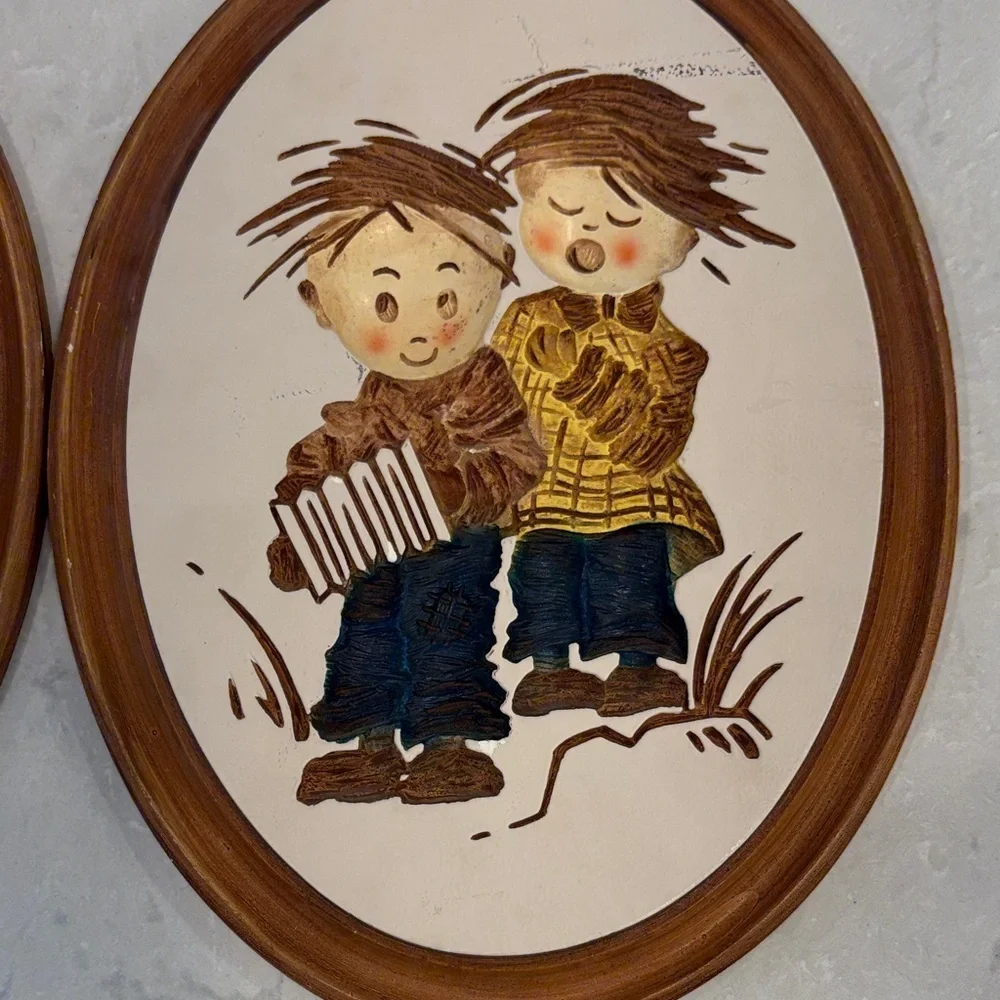 Vintage Style Brown and Cream Wall Art Set